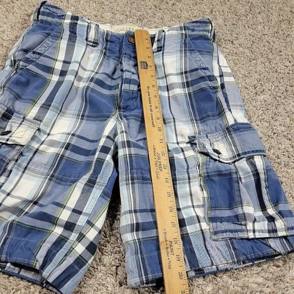 Hollister Cargo Shorts Mens 32 Blue Button Fly Skater Preppy Utility - Picture 4 of 8